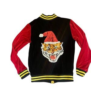Holiday Time Sequin Lion Velour Jacket Size Small